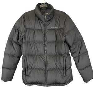 Eddie Bauer EB650 Jacket Mens M Classic Goose Down 2.0 Puffer Black Pockets Zip